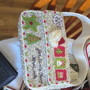 India Boutique Beaded Shoulder Bag - White and Red